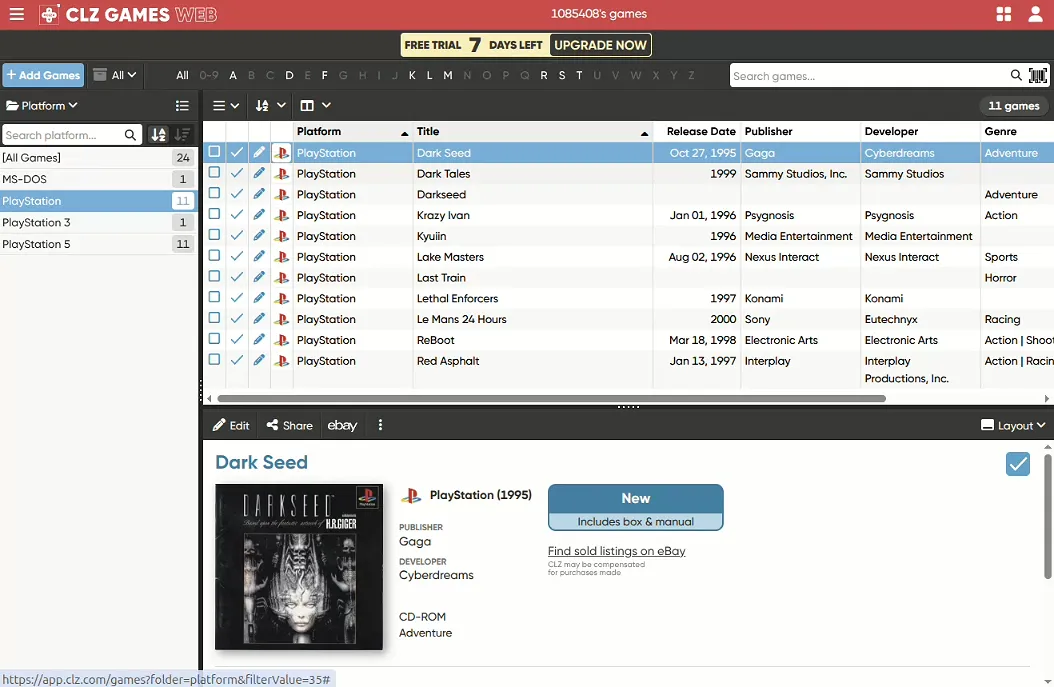 Animated walkthrough showing how to export a game collection from CLZ Games